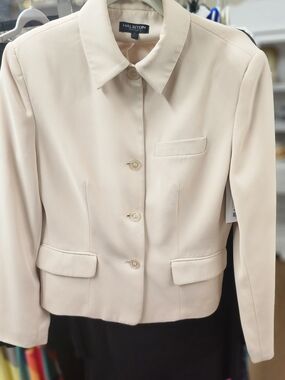 Halston Heritage Cream Single-Breasted Tailored Jacket